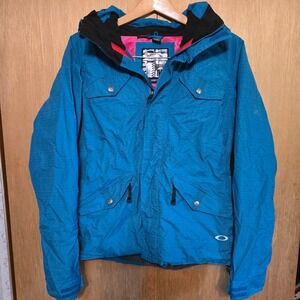 Oakley Ski Jacket Medium Women Blue Loose Fit Thinsulate Insulated Hooded Coat